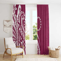 Kia Orana Cook Islands Window Curtain Maroon Plumeria Tropical Waves LT7 - Polynesian Pride