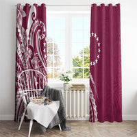 Kia Orana Cook Islands Window Curtain Maroon Plumeria Tropical Waves LT7 - Polynesian Pride
