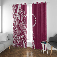 Kia Orana Cook Islands Window Curtain Maroon Plumeria Tropical Waves LT7 With Grommets Maroon - Polynesian Pride