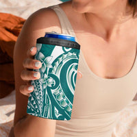 Kia Orana Cook Islands 4 in 1 Can Cooler Tumbler Teal Plumeria Tropical Waves LT7 - Polynesian Pride