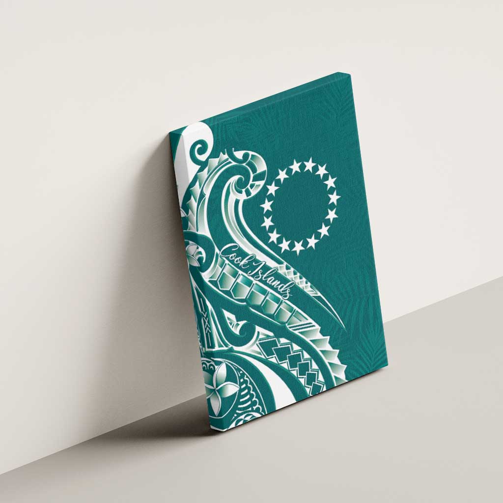Kia Orana Cook Islands Canvas Wall Art Teal Plumeria Tropical Waves - Polynesian Pride