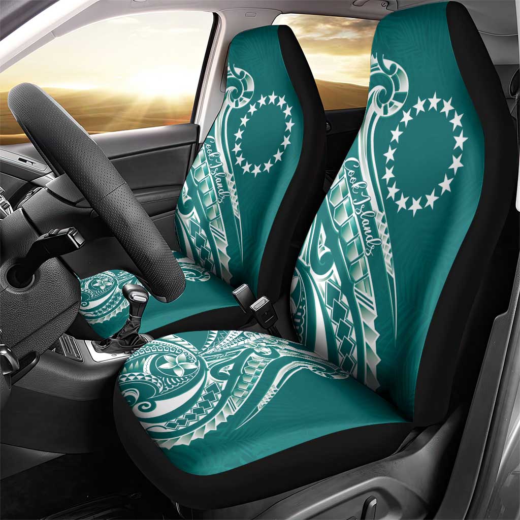 Kia Orana Cook Islands Car Seat Cover Teal Plumeria Tropical Waves - Polynesian Pride