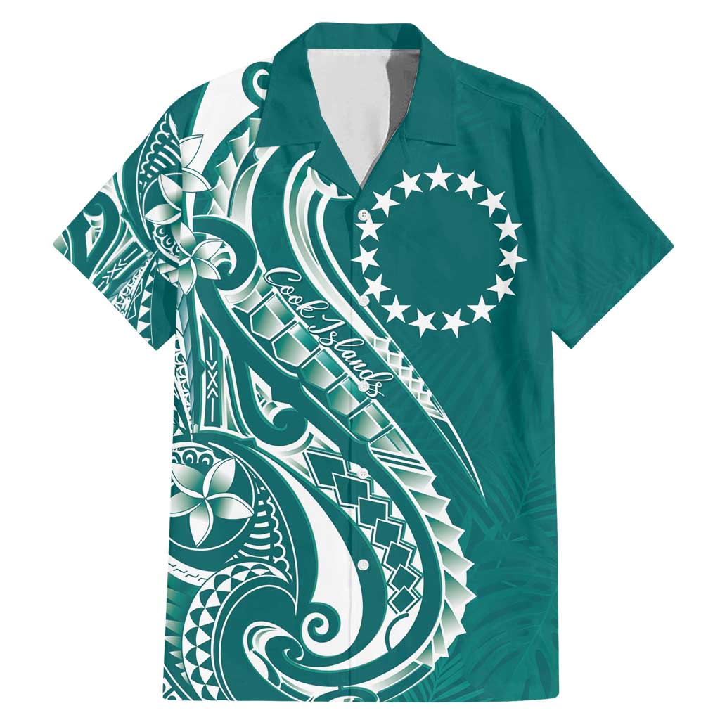 Kia Orana Cook Islands Family Matching Mermaid Dress and Hawaiian Shirt Teal Plumeria Tropical Waves - Polynesian Pride