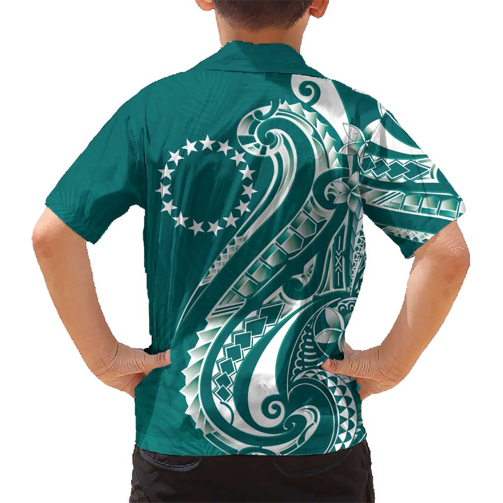 Kia Orana Cook Islands Hawaiian Shirt Teal Plumeria Tropical Waves - Polynesian Pride