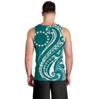 Kia Orana Cook Islands Men Tank Top Teal Plumeria Tropical Waves LT7 - Polynesian Pride