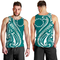 Kia Orana Cook Islands Men Tank Top Teal Plumeria Tropical Waves LT7 - Polynesian Pride