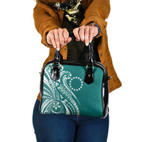 Kia Orana Cook Islands Shoulder Handbag Teal Plumeria Tropical Waves - Polynesian Pride