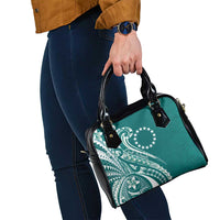 Kia Orana Cook Islands Shoulder Handbag Teal Plumeria Tropical Waves - Polynesian Pride