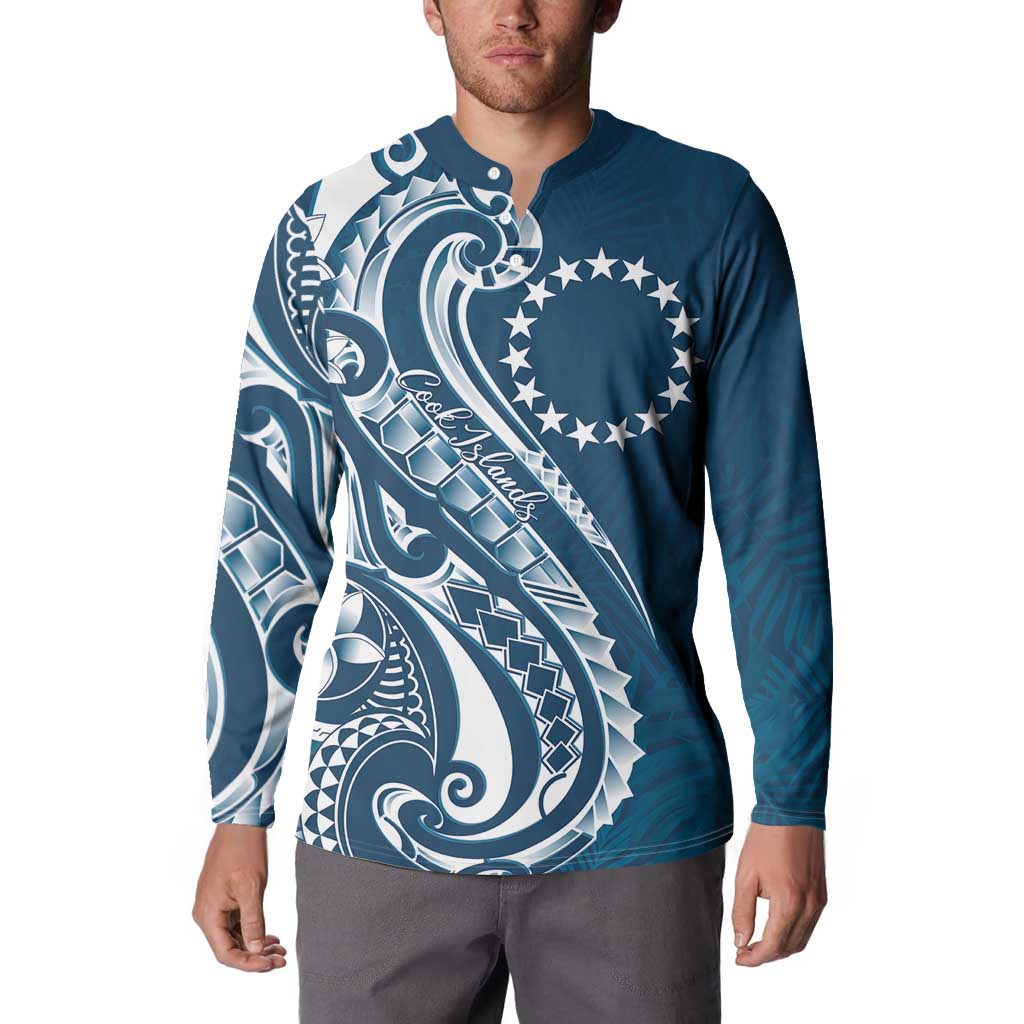 Kia Orana Cook Islands Button Sweatshirt Auika Plumeria Tropical Waves - Polynesian Pride