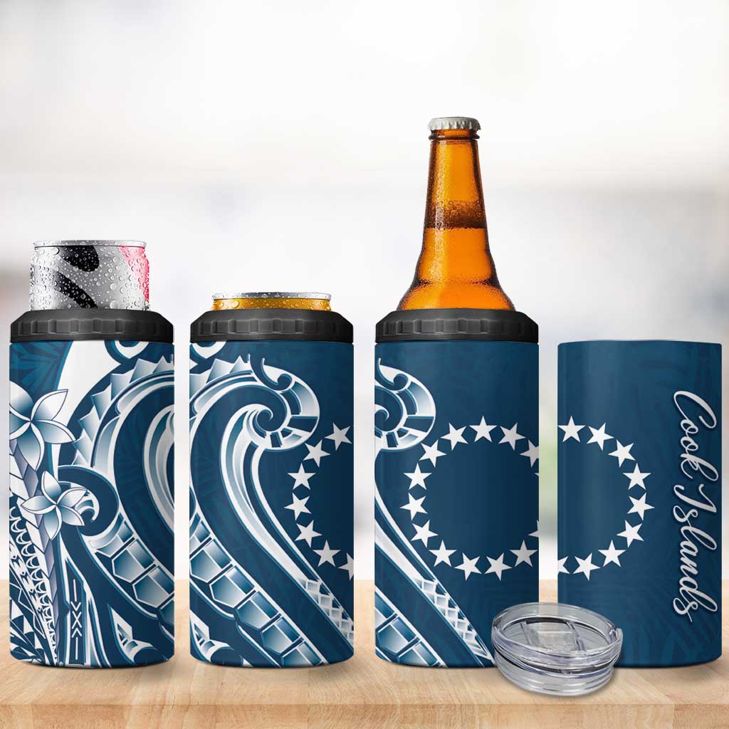 Kia Orana Cook Islands 4 in 1 Can Cooler Tumbler Auika Plumeria Tropical Waves LT7 - Polynesian Pride