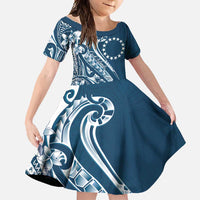 Kia Orana Cook Islands Family Matching Long Sleeve Bodycon Dress and Hawaiian Shirt Auika Plumeria Tropical Waves - Polynesian Pride