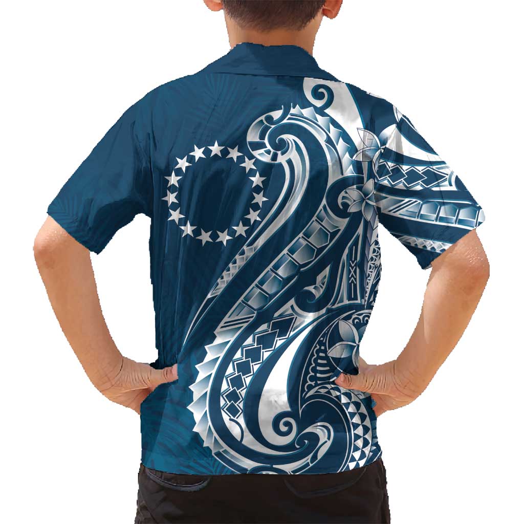 Kia Orana Cook Islands Family Matching Off Shoulder Maxi Dress and Hawaiian Shirt Auika Plumeria Tropical Waves - Polynesian Pride