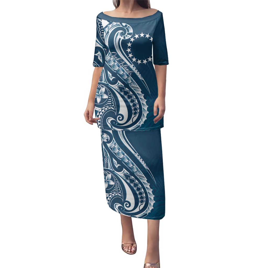 Kia Orana Cook Islands Family Matching Puletasi and Hawaiian Shirt Auika Plumeria Tropical Waves - Polynesian Pride