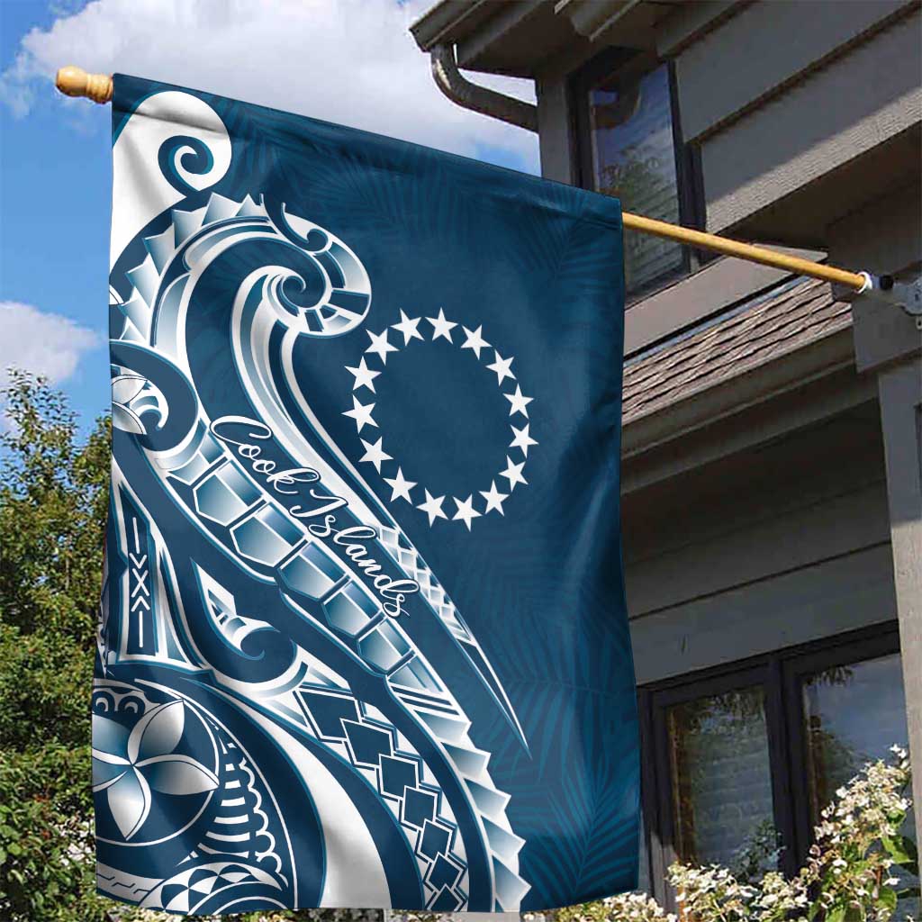 Kia Orana Cook Islands Garden Flag Auika Plumeria Tropical Waves - Polynesian Pride