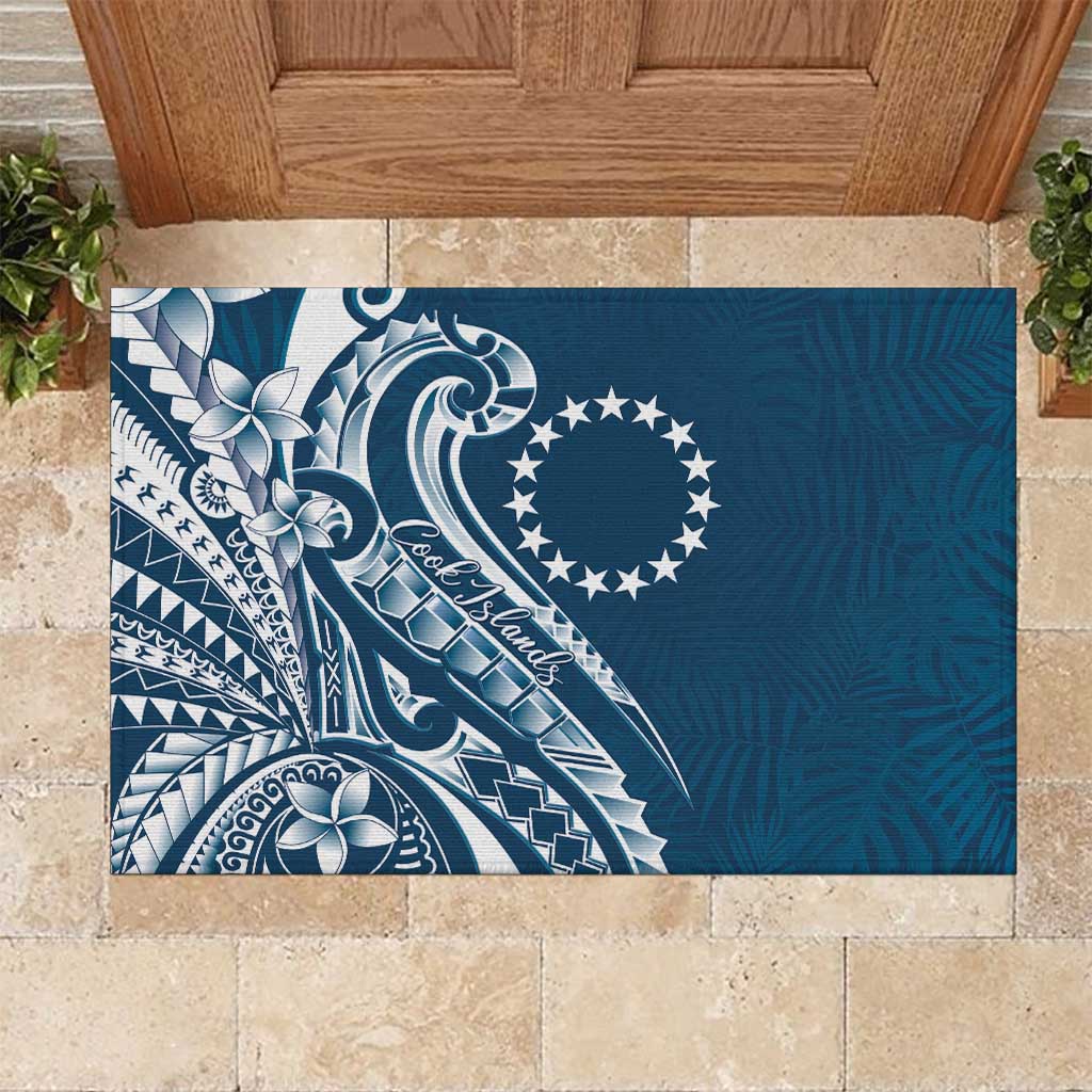 Kia Orana Cook Islands Rubber Doormat Auika Plumeria Tropical Waves - Polynesian Pride