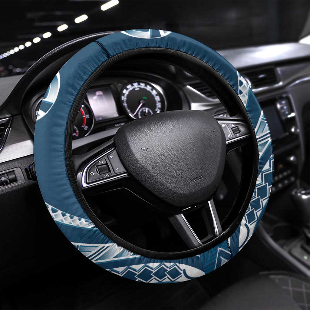 Kia Orana Cook Islands Steering Wheel Cover Auika Plumeria Tropical Waves - Polynesian Pride