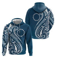 Kia Orana Cook Islands Zip Hoodie Auika Plumeria Tropical Waves - Polynesian Pride