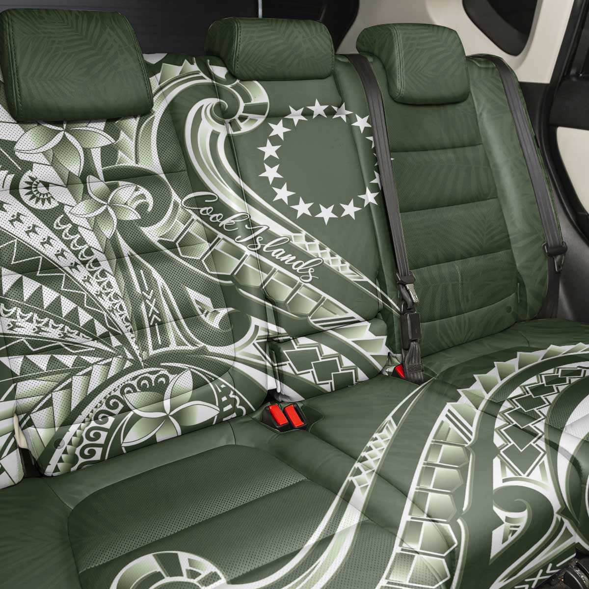 Kia Orana Cook Islands Back Car Seat Cover Matie Plumeria Tropical Waves - Polynesian Pride