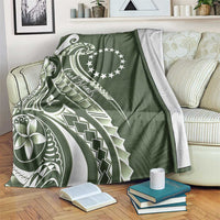 Kia Orana Cook Islands Blanket Matie Plumeria Tropical Waves LT7 Sage Green - Polynesian Pride