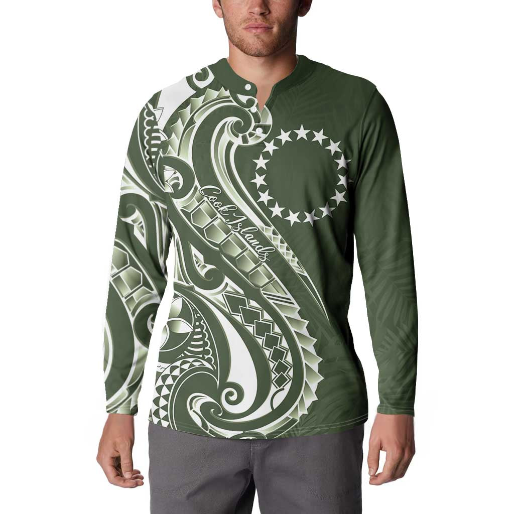 Kia Orana Cook Islands Button Sweatshirt Matie Plumeria Tropical Waves - Polynesian Pride
