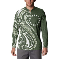 Kia Orana Cook Islands Button Sweatshirt Matie Plumeria Tropical Waves - Polynesian Pride