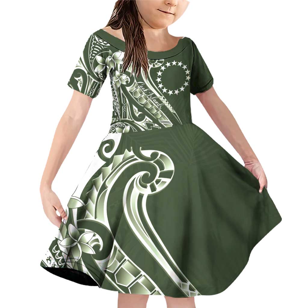 Kia Orana Cook Islands Family Matching Off Shoulder Short Dress and Hawaiian Shirt Matie Plumeria Tropical Waves - Polynesian Pride