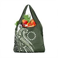 Kia Orana Cook Islands Grocery Bag Matie Plumeria Tropical Waves LT7 1-pack One Size Sage Green - Polynesian Pride