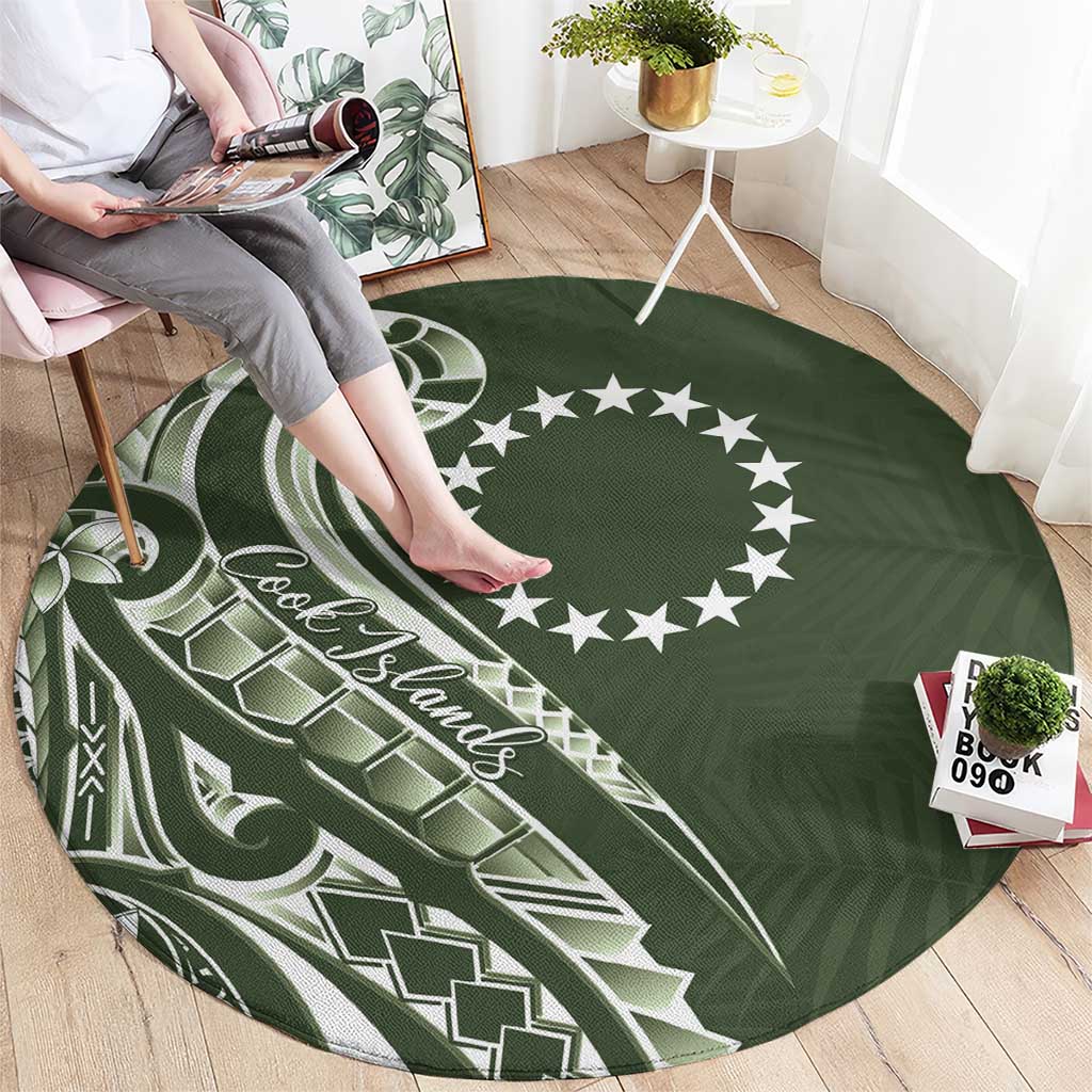 Kia Orana Cook Islands Round Carpet Matie Plumeria Tropical Waves LT7 - Polynesian Pride