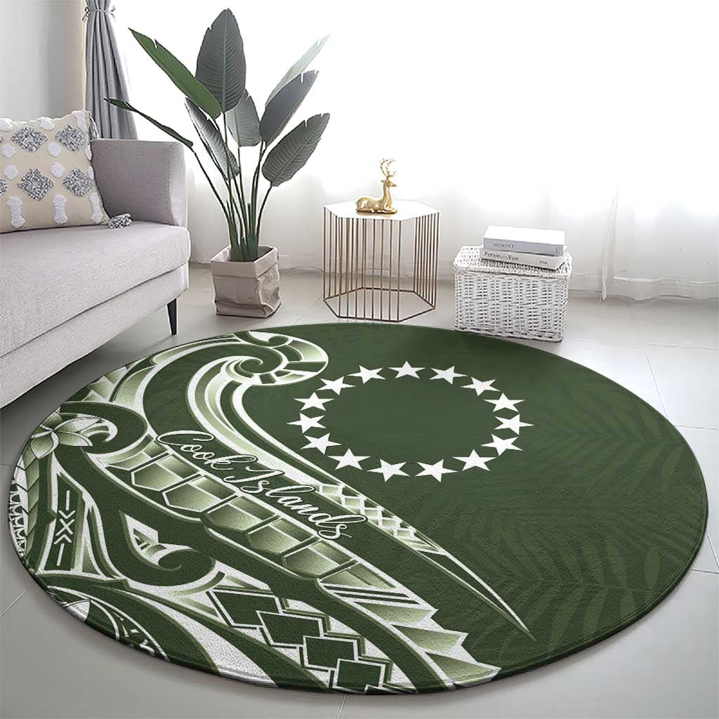Kia Orana Cook Islands Round Carpet Matie Plumeria Tropical Waves LT7 - Polynesian Pride
