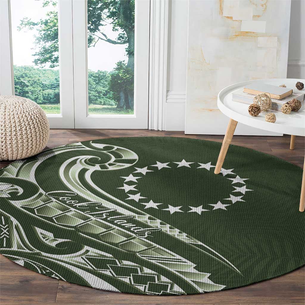 Kia Orana Cook Islands Round Carpet Matie Plumeria Tropical Waves LT7 - Polynesian Pride