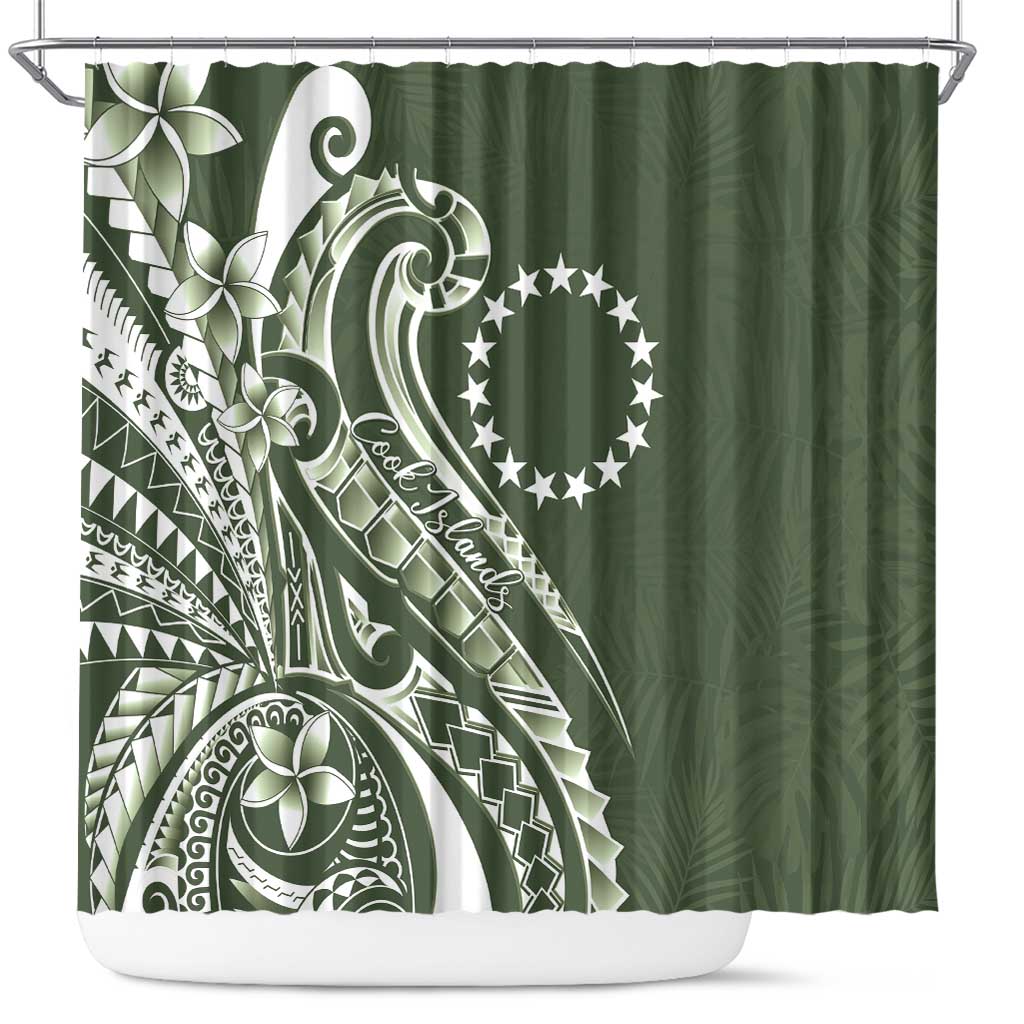 Kia Orana Cook Islands Shower Curtain Matie Plumeria Tropical Waves - Polynesian Pride