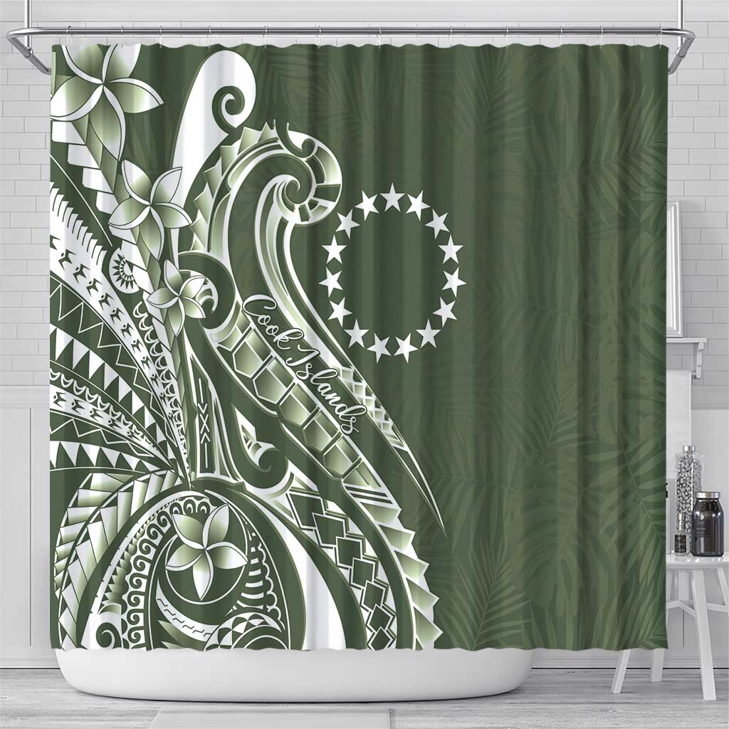 Kia Orana Cook Islands Shower Curtain Matie Plumeria Tropical Waves - Polynesian Pride
