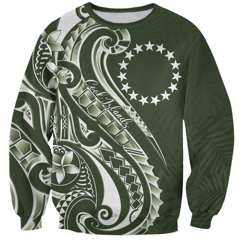 Kia Orana Cook Islands Sweatshirt Matie Plumeria Tropical Waves - Polynesian Pride