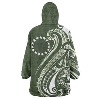Kia Orana Cook Islands Wearable Blanket Hoodie Matie Plumeria Tropical Waves - Polynesian Pride