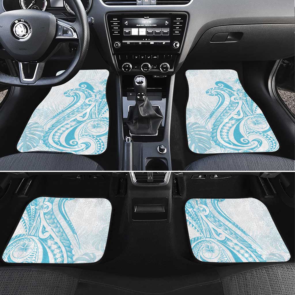 Kia Orana Cook Islands Car Mats Moana Plumeria Tropical Waves LT7 Set 4pcs Turquoise - Polynesian Pride