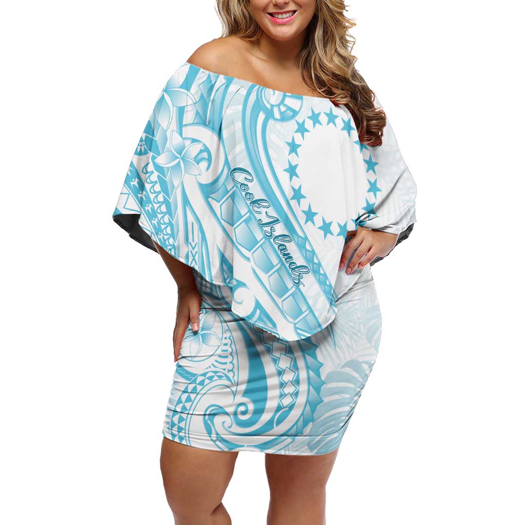 Kia Orana Cook Islands Family Matching Off Shoulder Short Dress and Hawaiian Shirt Moana Plumeria Tropical Waves - Polynesian Pride