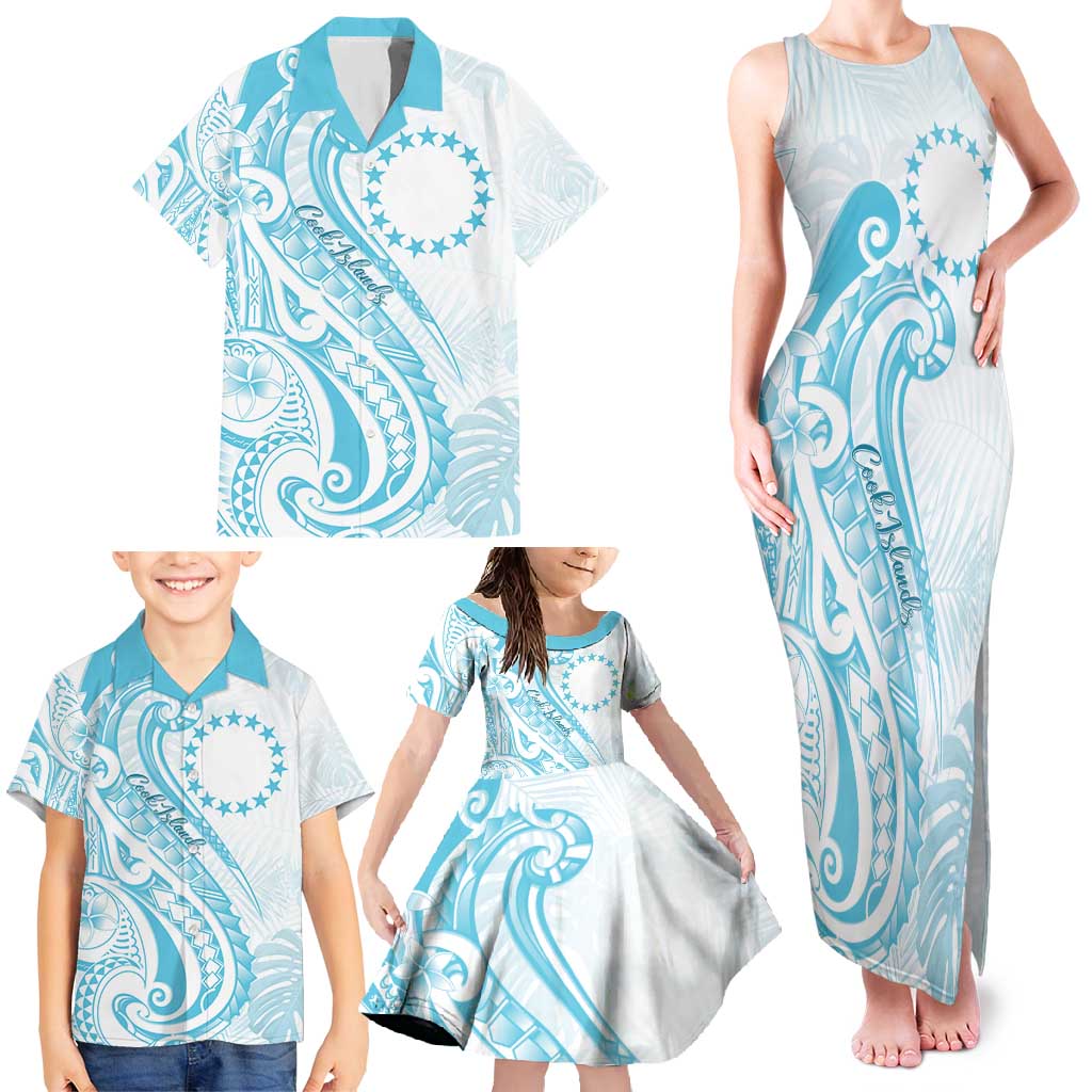 Kia Orana Cook Islands Family Matching Tank Maxi Dress and Hawaiian Shirt Moana Plumeria Tropical Waves - Polynesian Pride