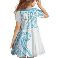 Kia Orana Cook Islands Kid Short Sleeve Dress Moana Plumeria Tropical Waves - Polynesian Pride