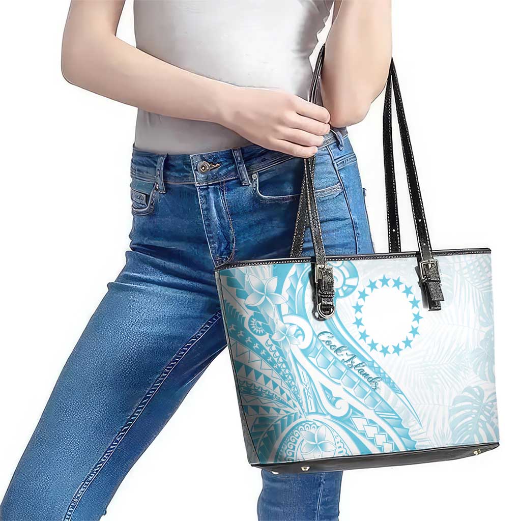 Kia Orana Cook Islands Leather Tote Bag Moana Plumeria Tropical Waves - Polynesian Pride
