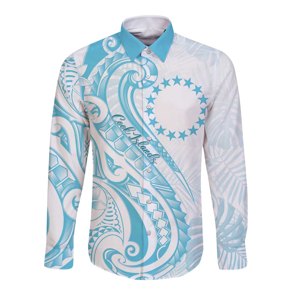 Kia Orana Cook Islands Long Sleeve Button Shirt Moana Plumeria Tropical Waves - Polynesian Pride