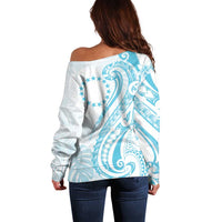 Kia Orana Cook Islands Off Shoulder Sweater Moana Plumeria Tropical Waves - Polynesian Pride