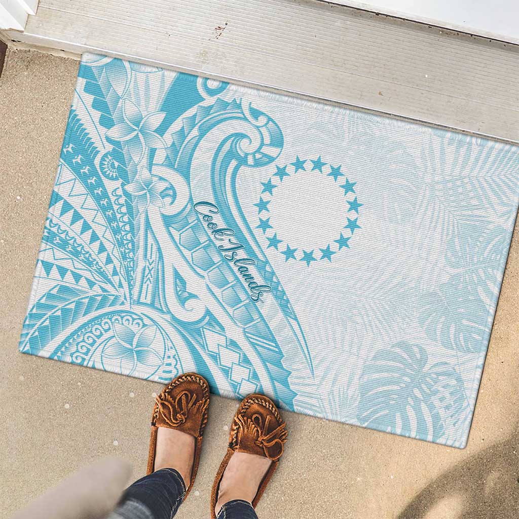Kia Orana Cook Islands Rubber Doormat Moana Plumeria Tropical Waves - Polynesian Pride