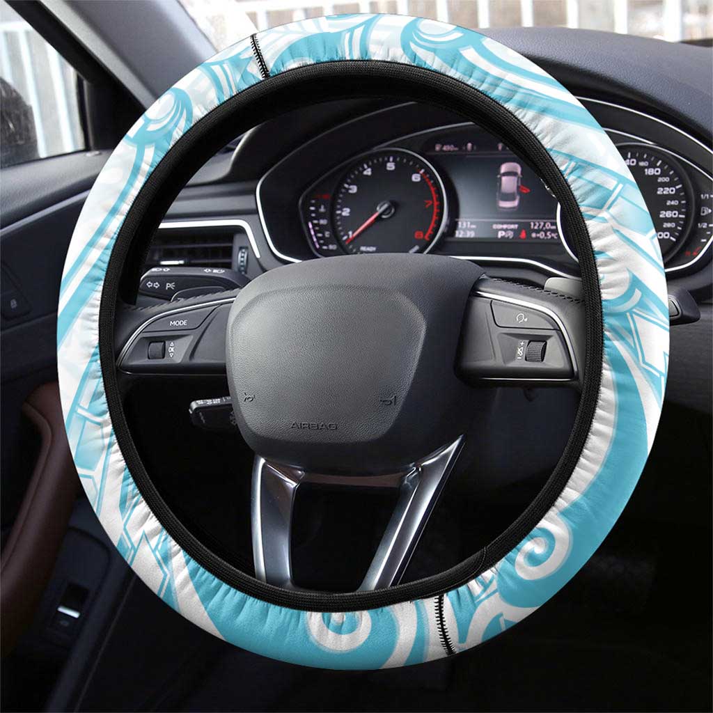 Kia Orana Cook Islands Steering Wheel Cover Moana Plumeria Tropical Waves - Polynesian Pride
