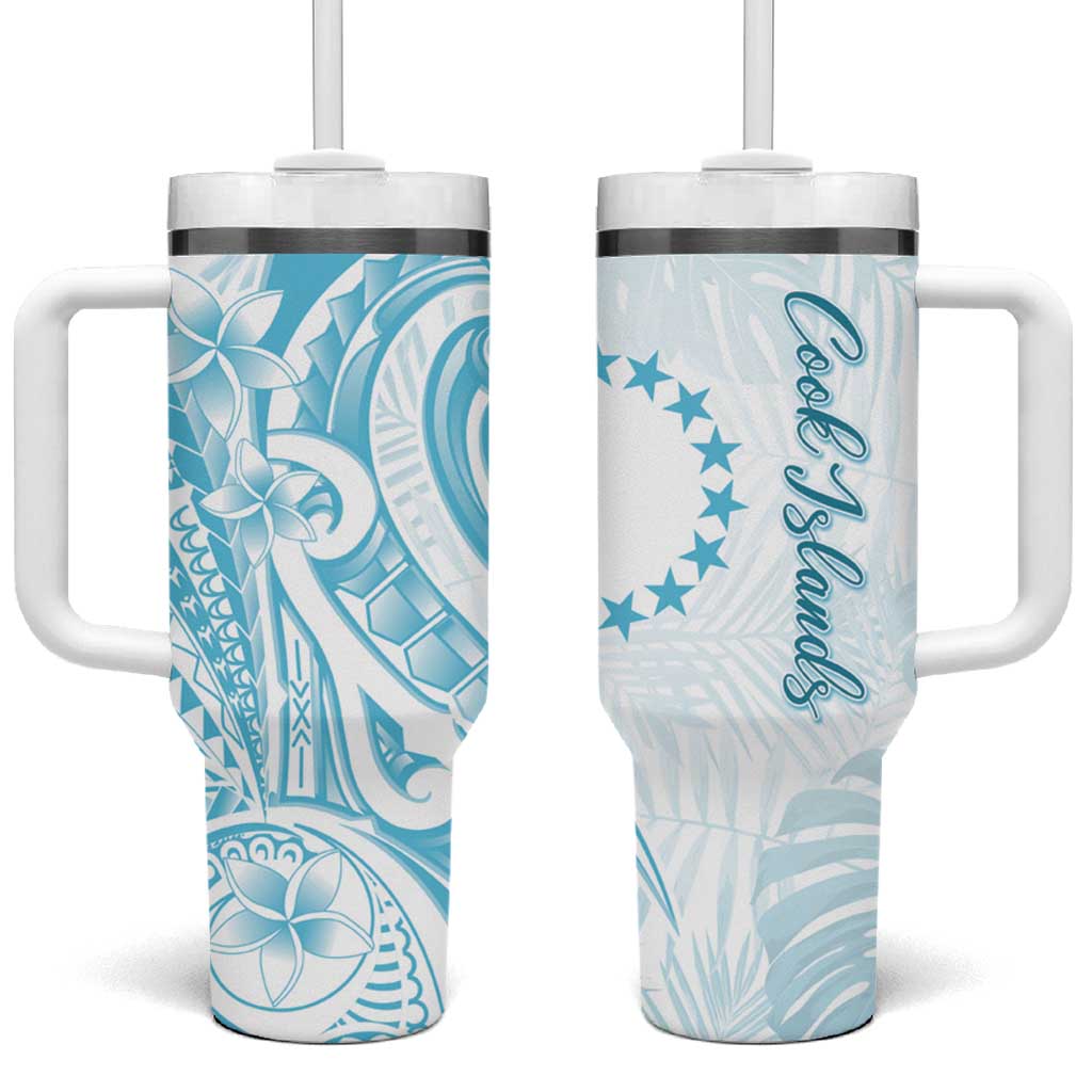 Kia Orana Cook Islands Tumbler With Handle Moana Plumeria Tropical Waves LT7 One Size: 40 oz Turquoise - Polynesian Pride