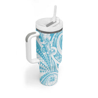 Kia Orana Cook Islands Tumbler With Handle Moana Plumeria Tropical Waves LT7 - Polynesian Pride