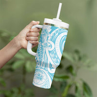 Kia Orana Cook Islands Tumbler With Handle Moana Plumeria Tropical Waves LT7 - Polynesian Pride