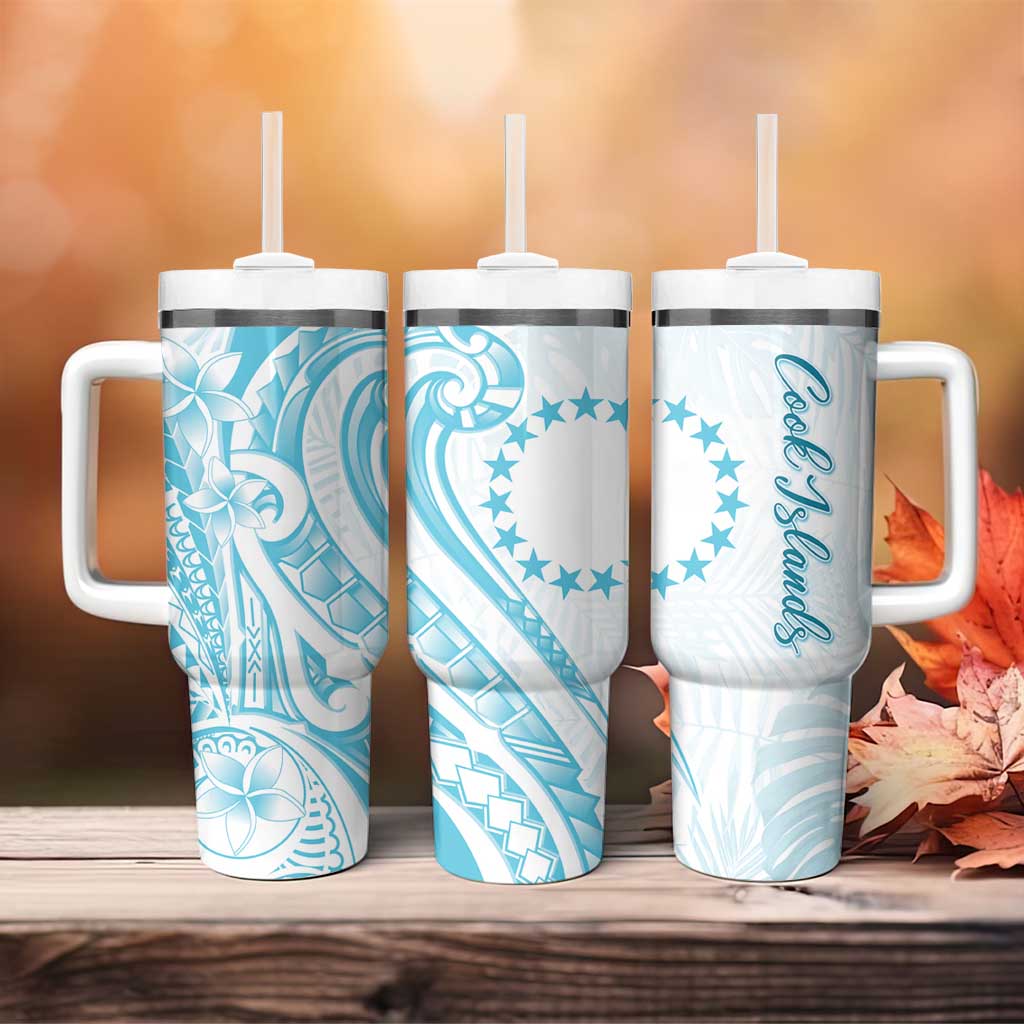 Kia Orana Cook Islands Tumbler With Handle Moana Plumeria Tropical Waves LT7 - Polynesian Pride