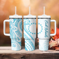 Kia Orana Cook Islands Tumbler With Handle Moana Plumeria Tropical Waves LT7 - Polynesian Pride