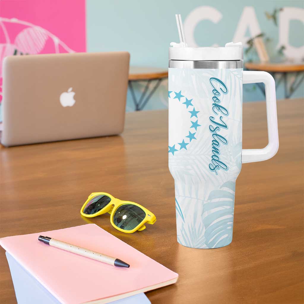 Kia Orana Cook Islands Tumbler With Handle Moana Plumeria Tropical Waves LT7 - Polynesian Pride