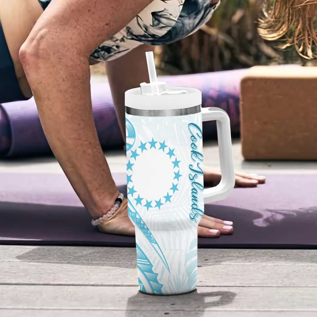 Kia Orana Cook Islands Tumbler With Handle Moana Plumeria Tropical Waves LT7 - Polynesian Pride